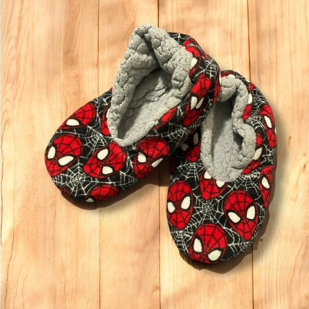 Spiderman Themed Kids Slip On Slippers Red and Gray
